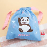 Bolsa bordada con cordón ¡Panda! Go, Panda! (azul)
