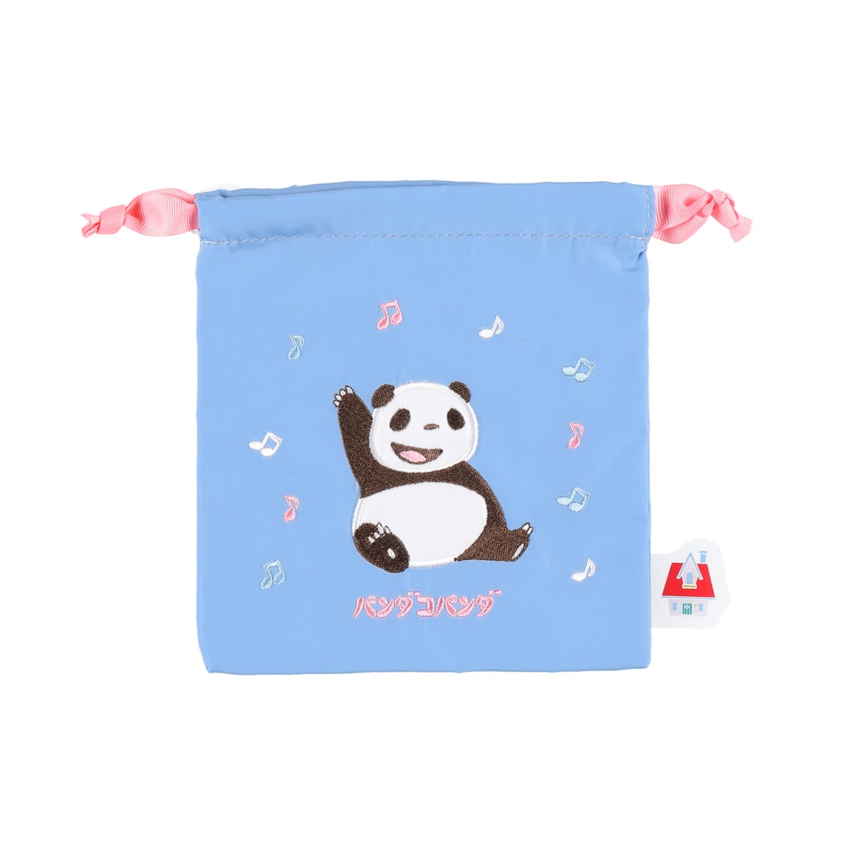 Bolsa bordada con cordón ¡Panda! Go, Panda! (azul)