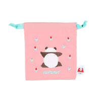 ¡Panda! Go, Panda! Bolsa bordada rosada con cordón