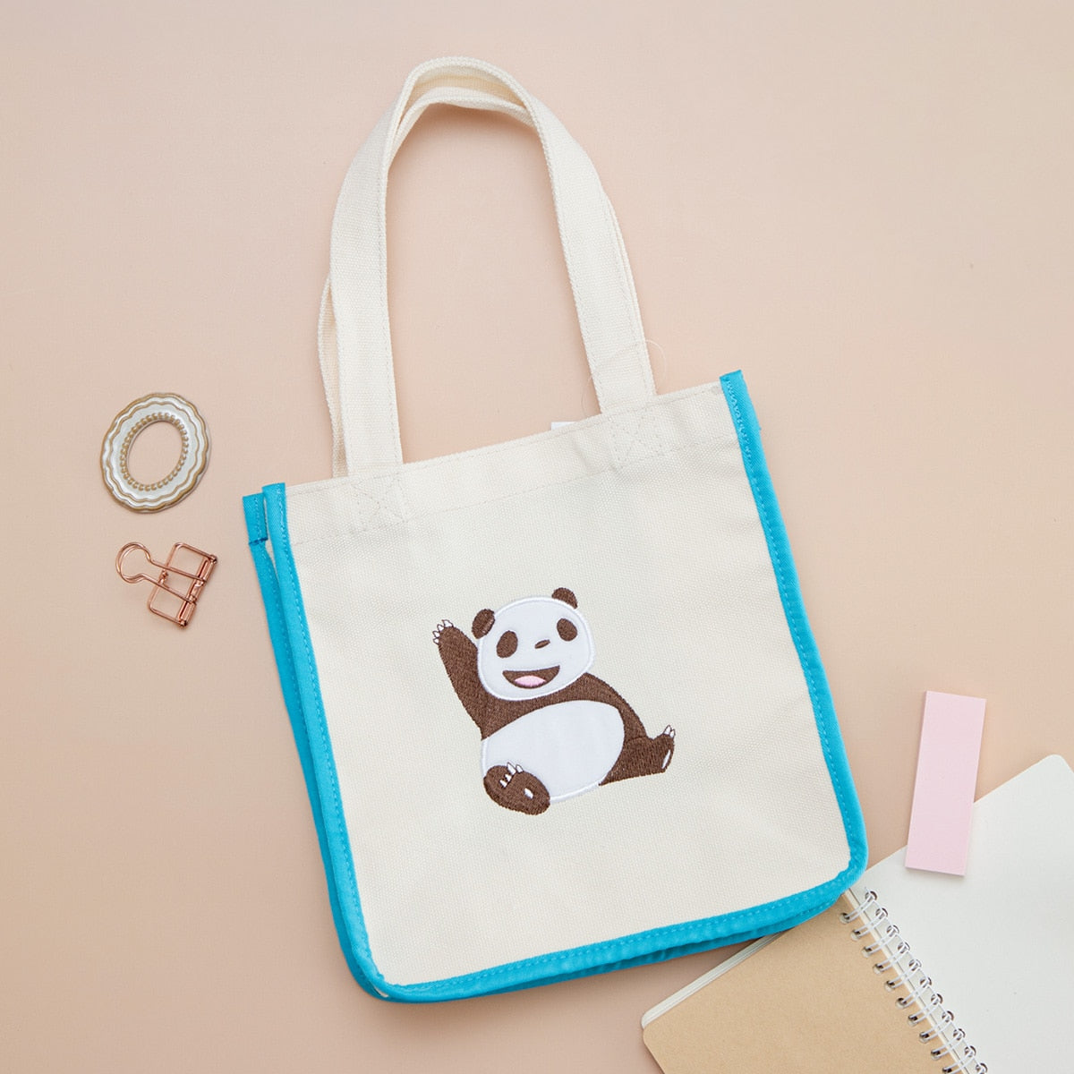 Bolso mini bordado ¡Panda! Go, Panda! (azul) · Space Store