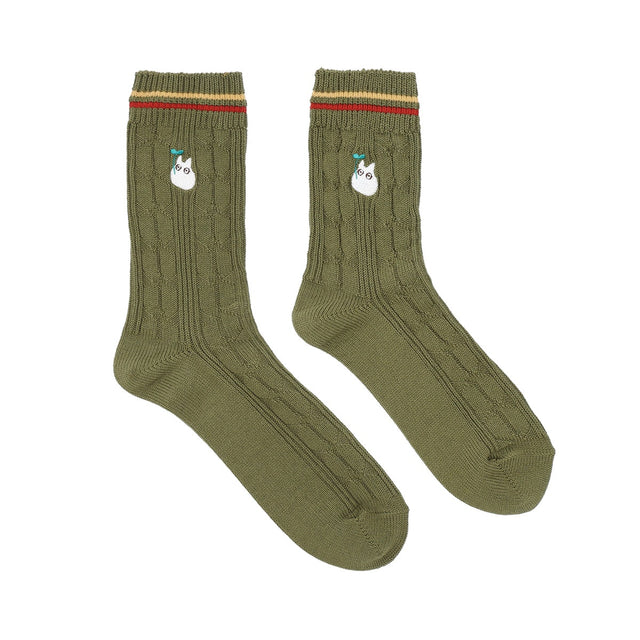 Calcetines de Totoro con diseño trenzado