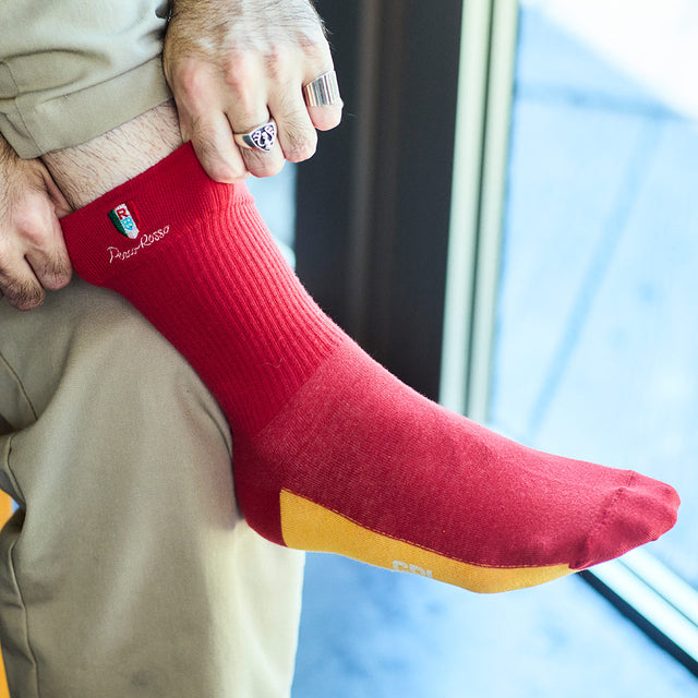Calcetines bordados Porco Rosso (rojos)