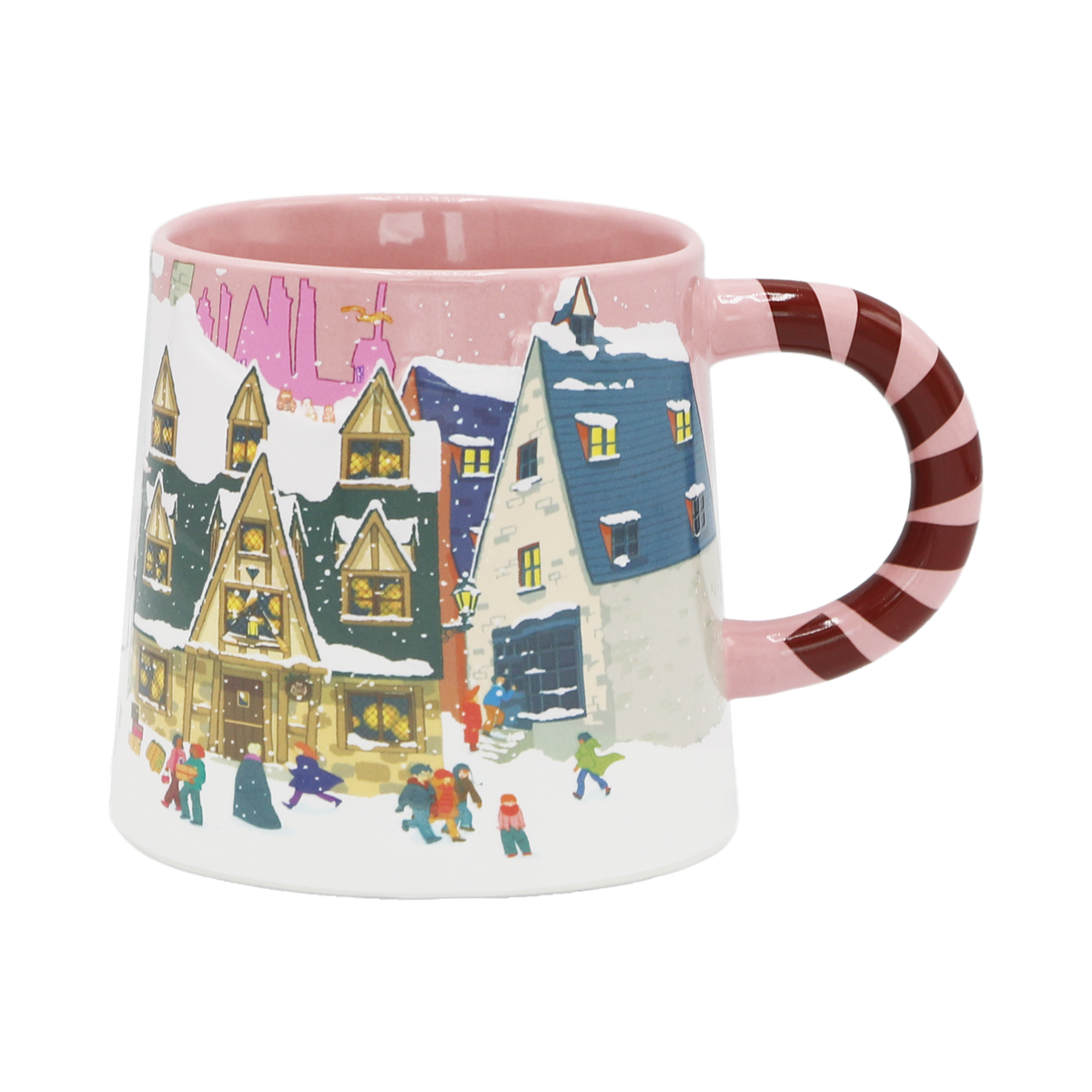 Taza navideña rosa de Diagon Alley