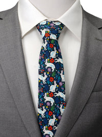 Corbata para hombre con conejo y flores