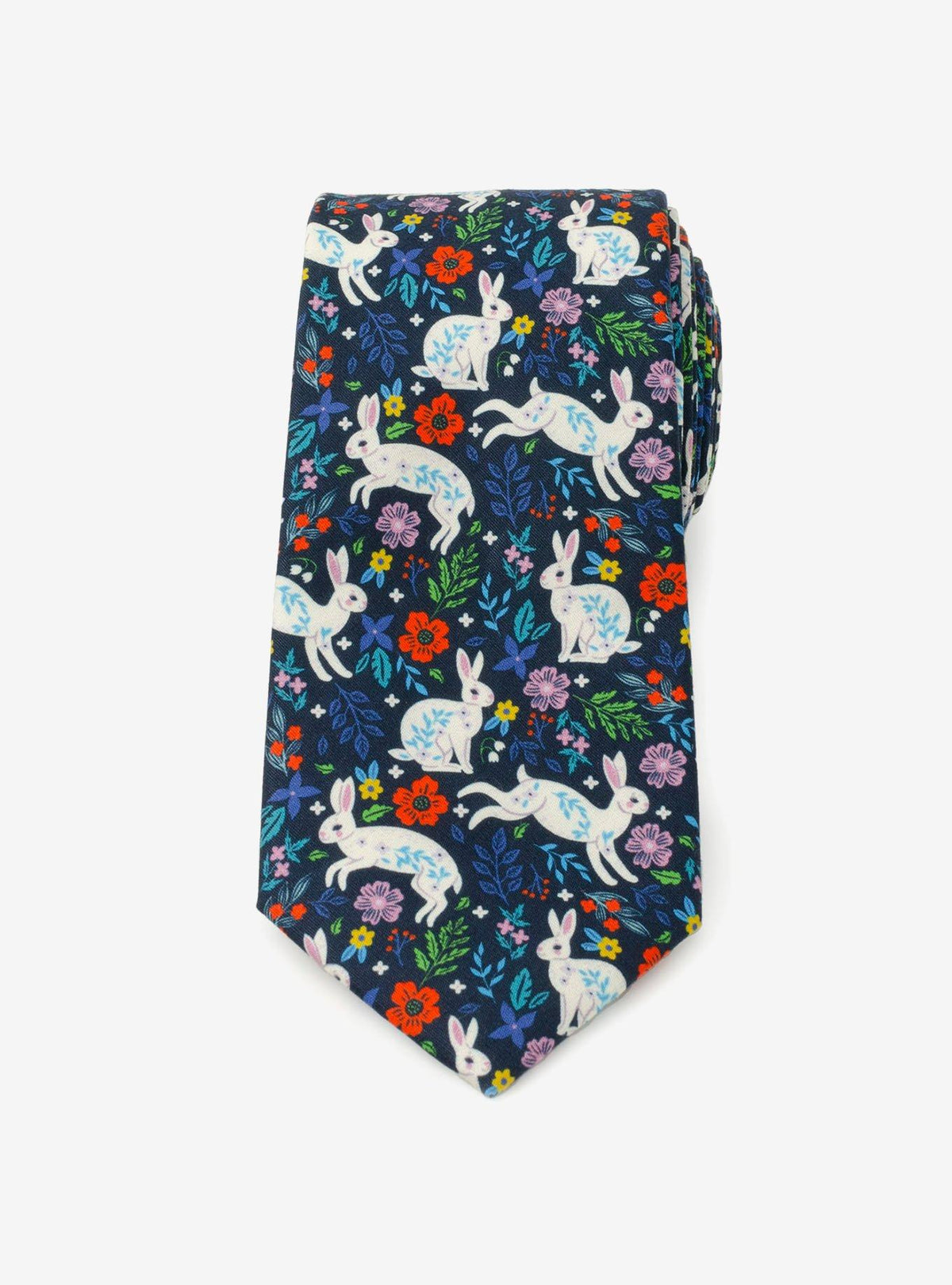 Corbata para hombre con conejo y flores