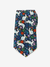 Corbata para hombre con conejo y flores