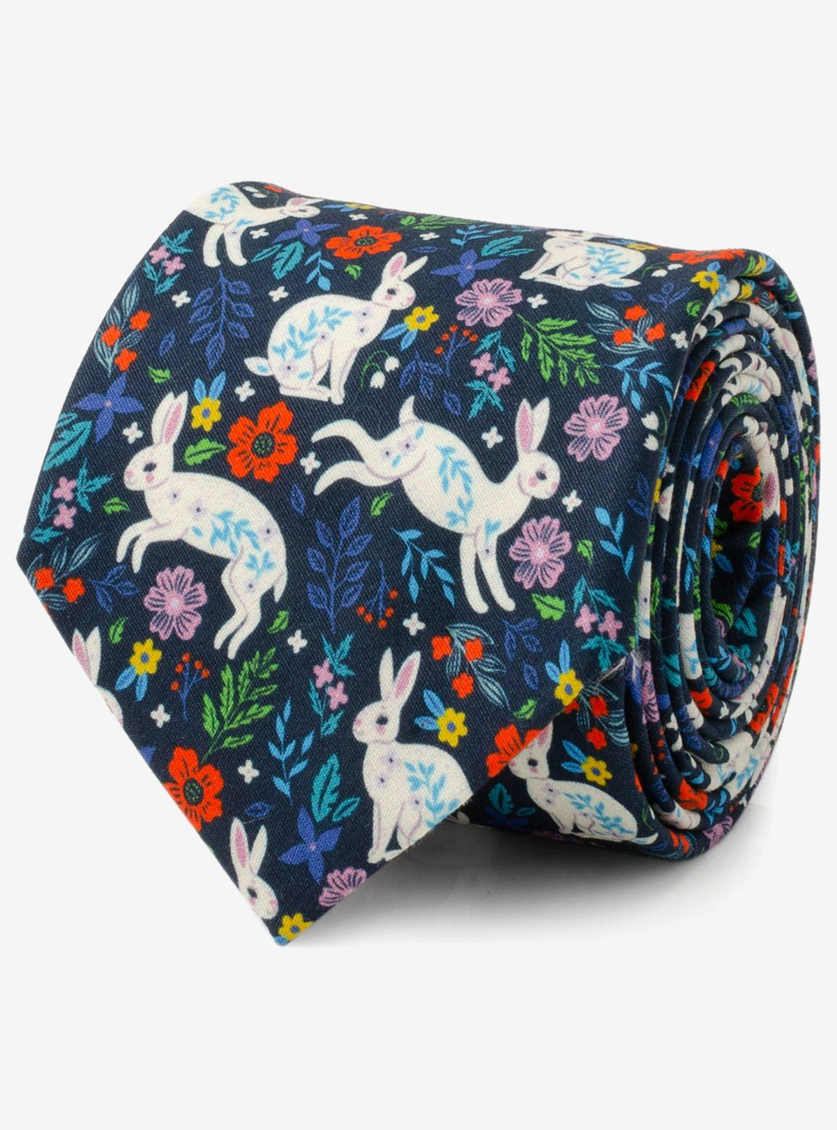 Corbata para hombre con conejo y flores