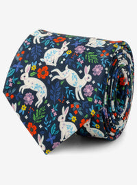 Corbata para hombre con conejo y flores