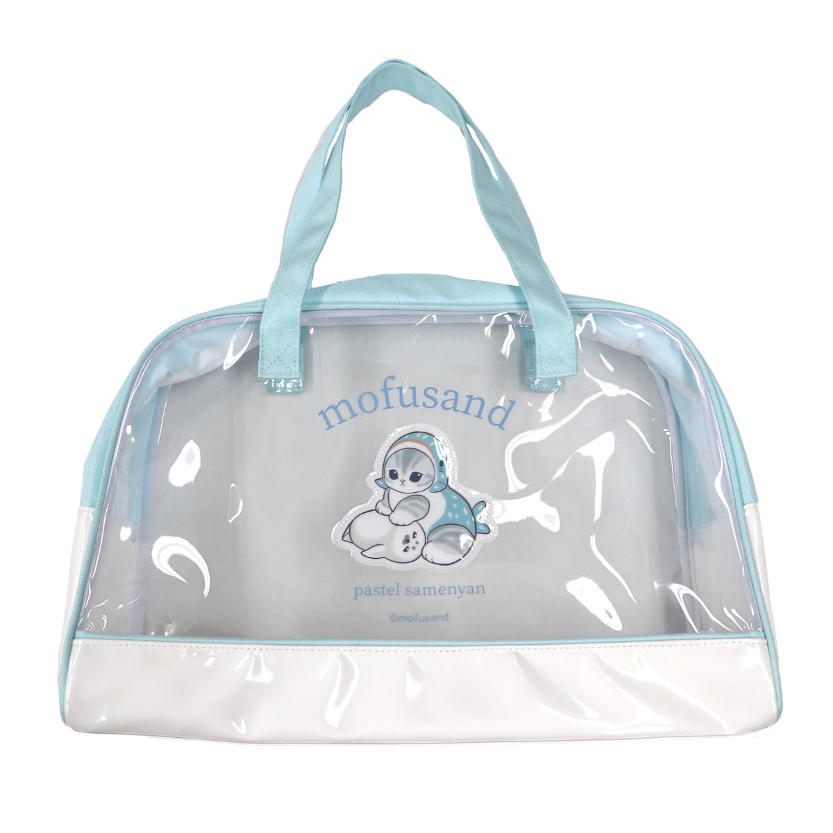 Bolso Boston Mofusand Gato Tiburón Pastel Azul