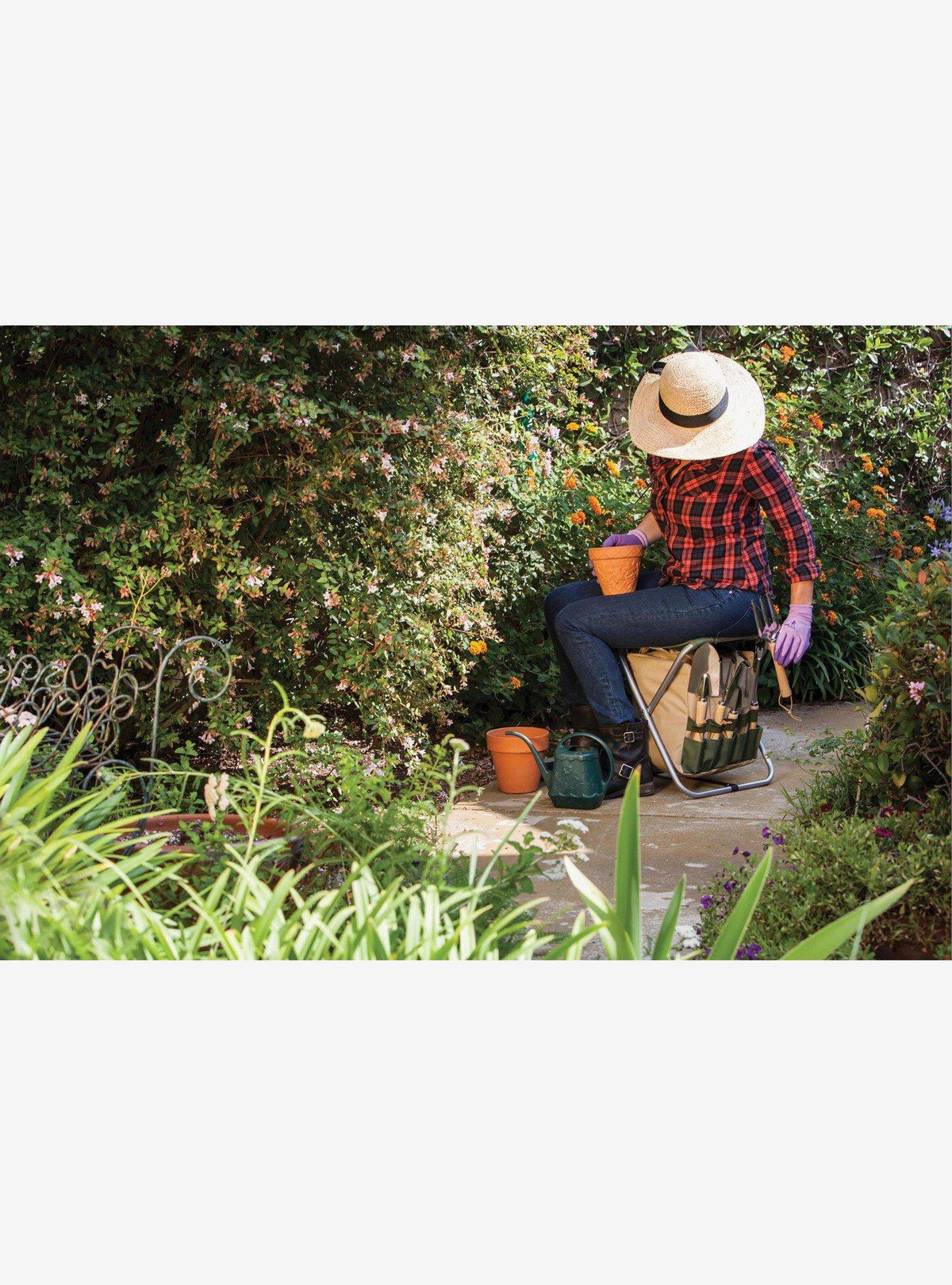 Asiento plegable de jardinería Disney Mickey Mouse con herramientas