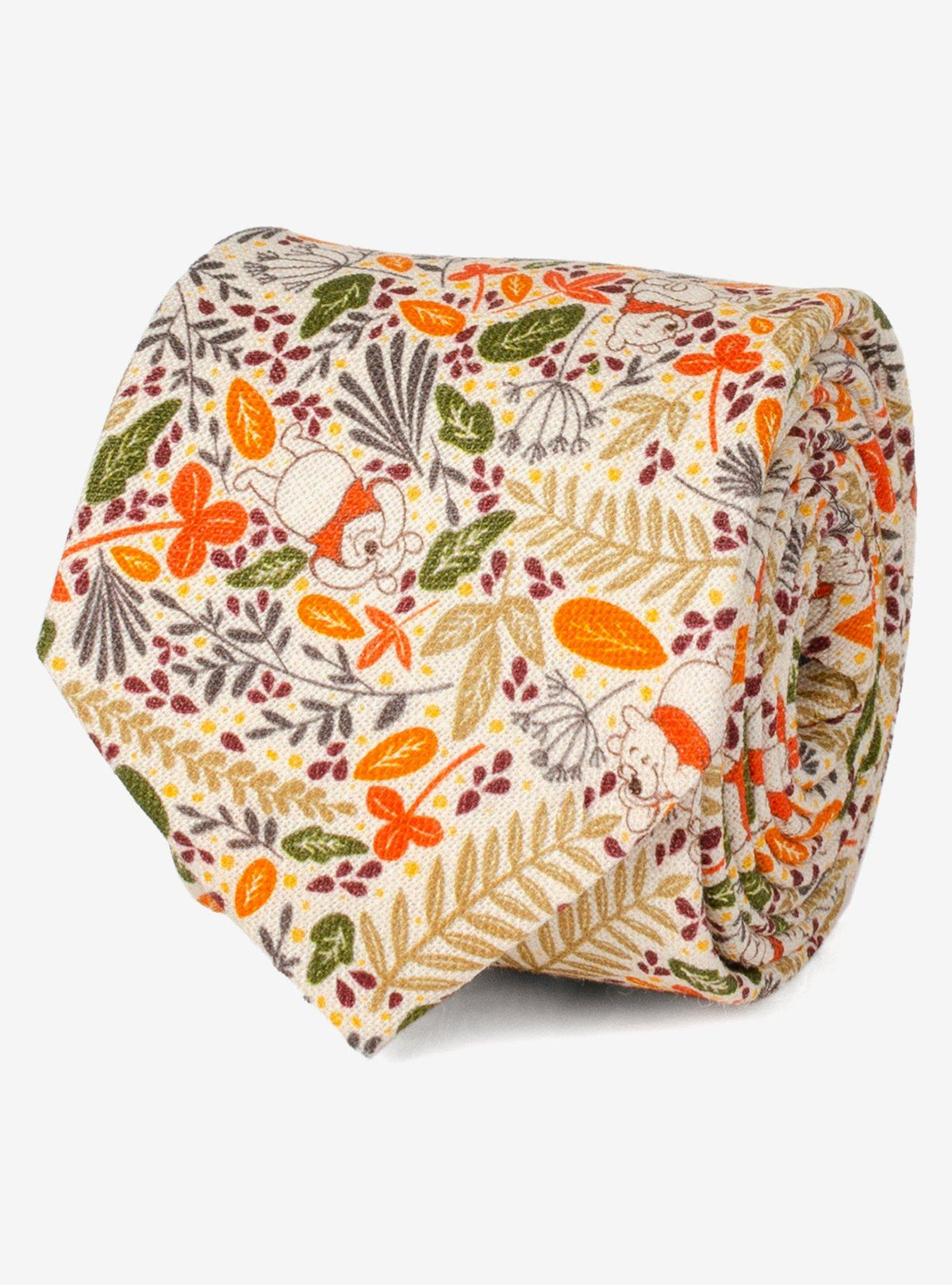 Corbata beige de lino con Winnie the Pooh