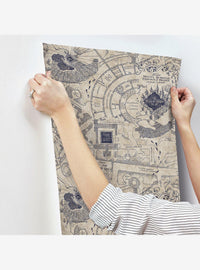 Papel mural adhesivo azul Harry Potter: Mapa del Merodeador