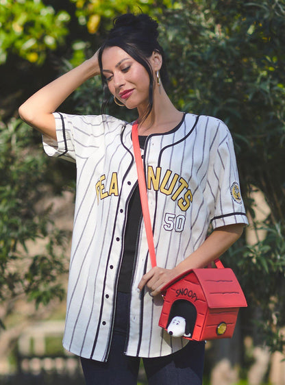 Camiseta de béisbol a rayas de Peanuts con Snoopy y Woodstock