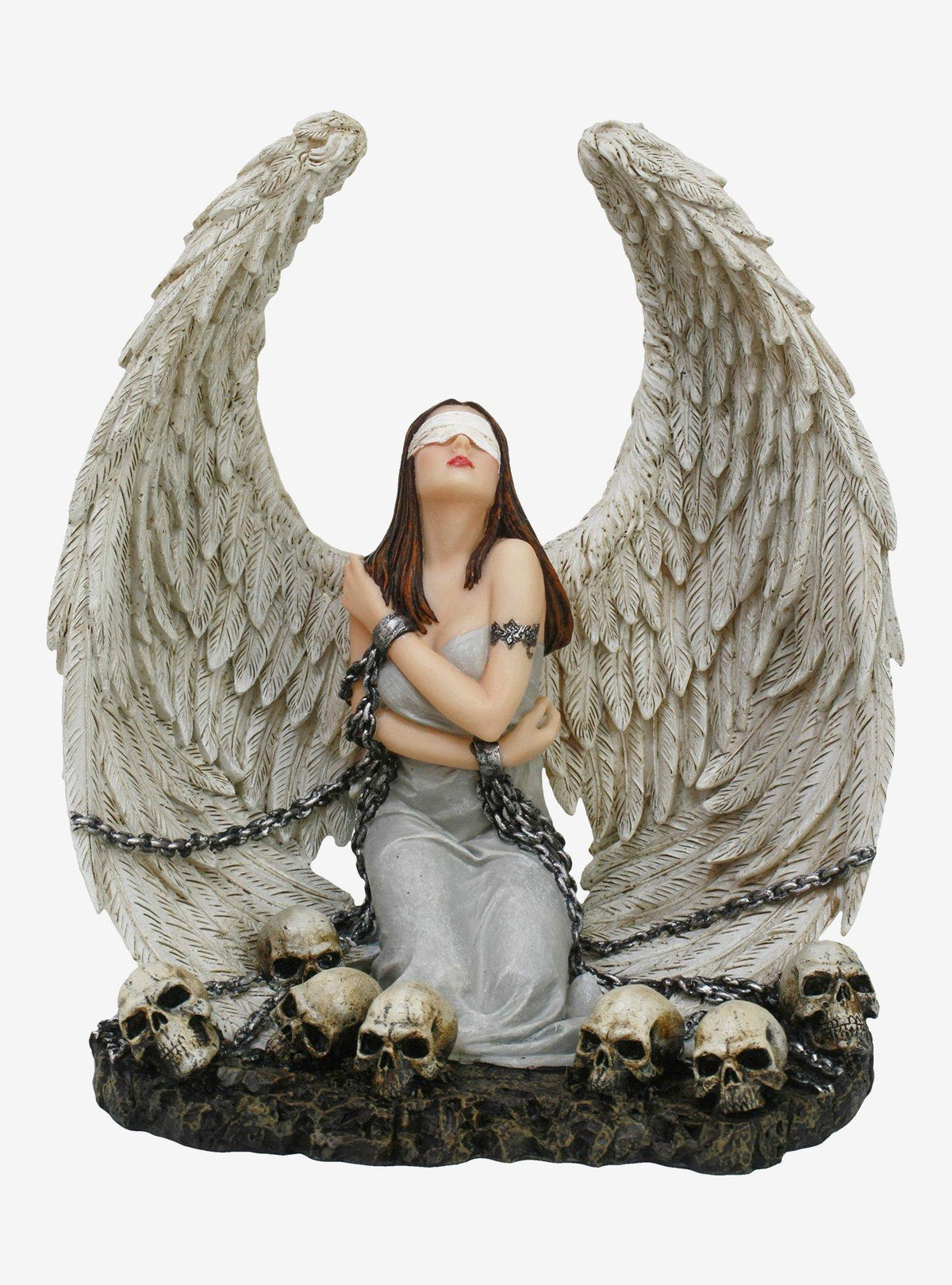 Figura decorativa de ángel arrodillada y cautiva