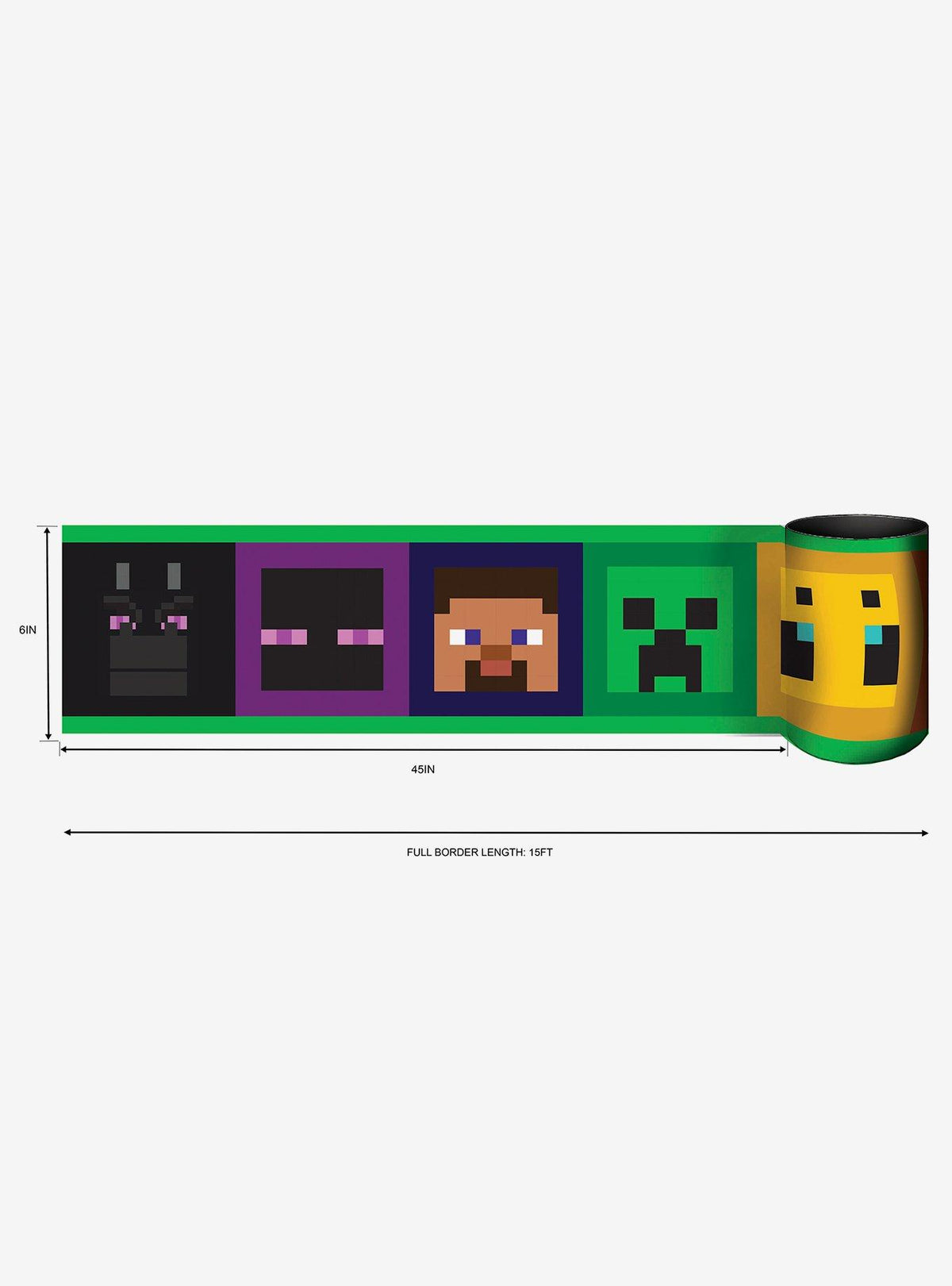 Borde adhesivo para muro Minecraft: caras icónicas