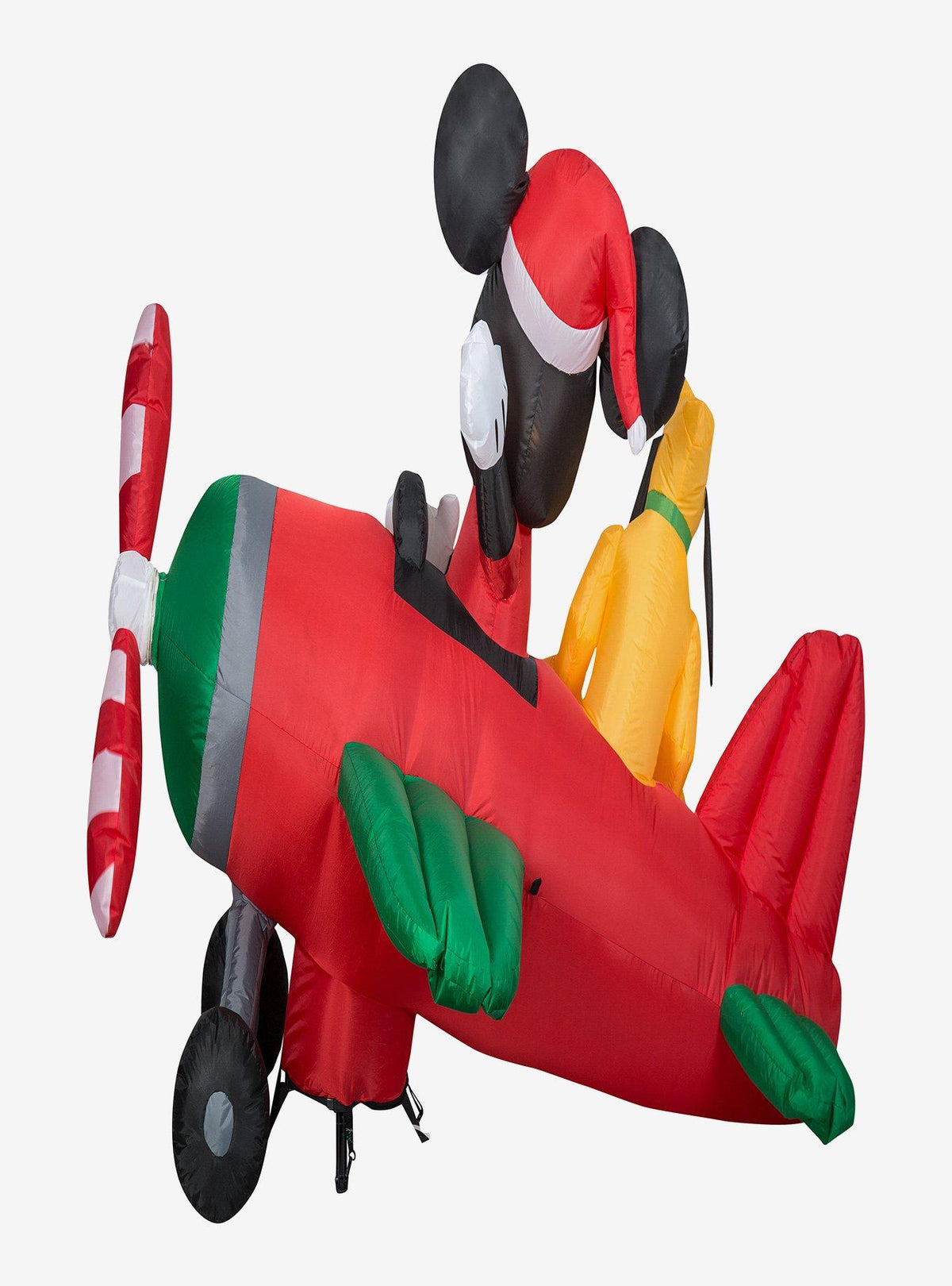 Inflable navideño LED de Mickey Mouse y Pluto en avión