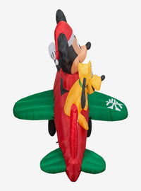 Inflable navideño LED de Mickey Mouse y Pluto en avión
