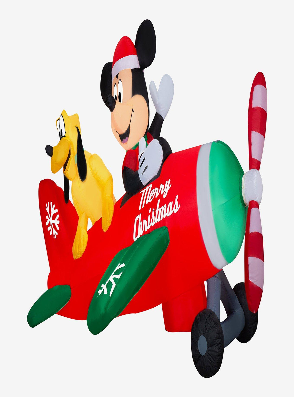 Inflable navideño LED de Mickey Mouse y Pluto en avión