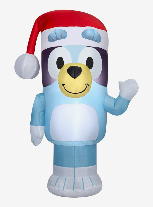 Adorno inflable de Bluey con gorro de Navidad
