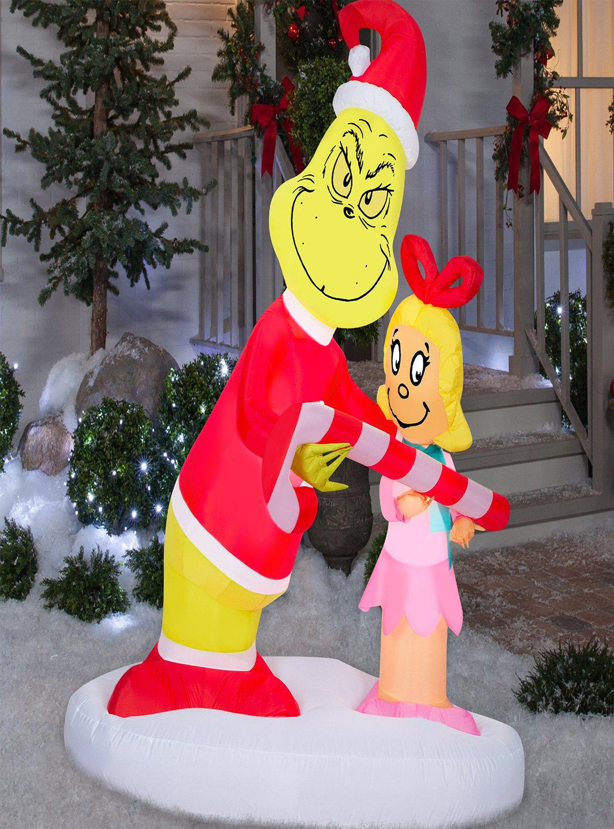 Inflable navideño del Grinch con Cindy-Lou Who