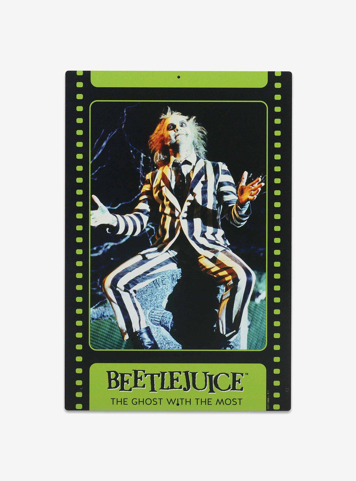 Letrero metálico Beetlejuice estilo tarjeta coleccionable