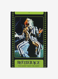 Letrero metálico Beetlejuice estilo tarjeta coleccionable