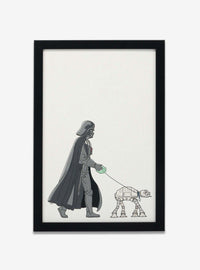 Cuadro enmarcado de madera Star Wars: Darth Vader y AT-AT