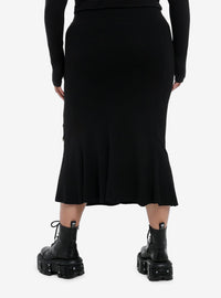 Falda midi sirena negra con cadena y abertura
