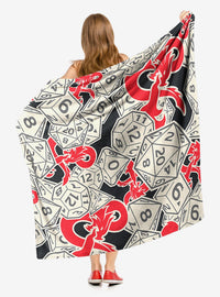 Manta de tacto sedoso con logo y dados de Dungeons & Dragons