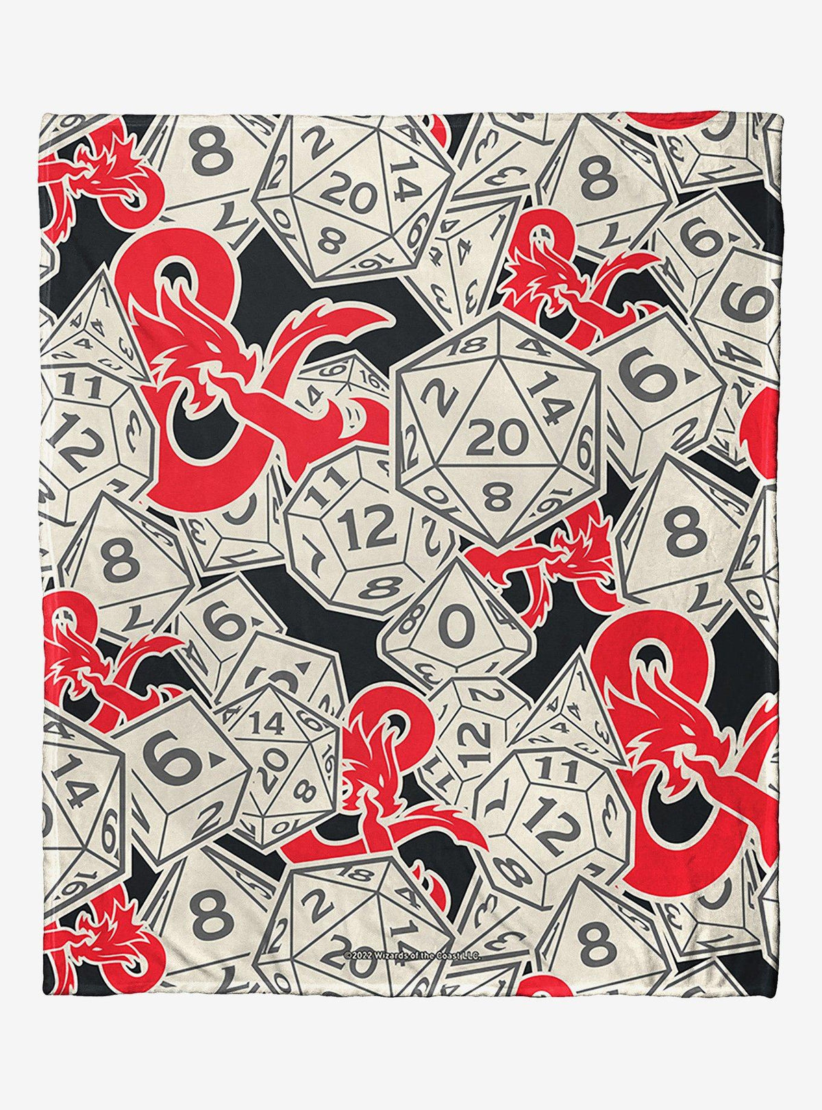 Manta de tacto sedoso con logo y dados de Dungeons & Dragons
