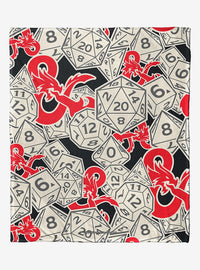 Manta de tacto sedoso con logo y dados de Dungeons & Dragons