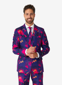 Traje azul marino retro neón