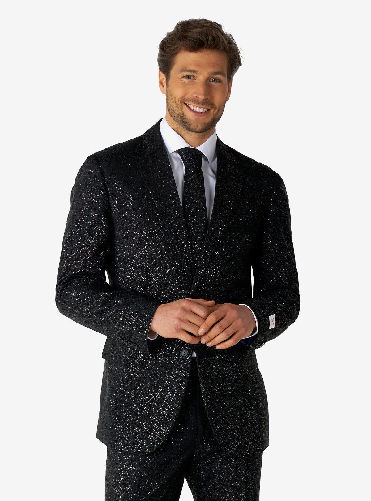 Traje negro con brillo