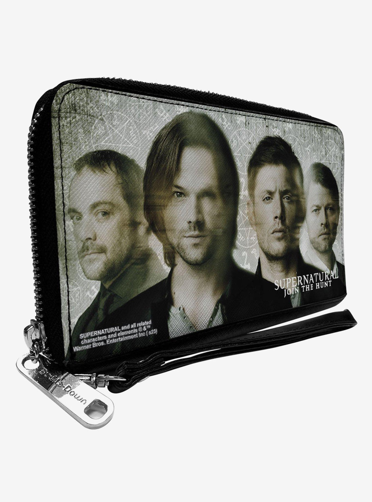 Billetera Supernatural con rostros y símbolos