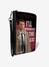 Billetera con cierre Supernatural: Castiel y el gato