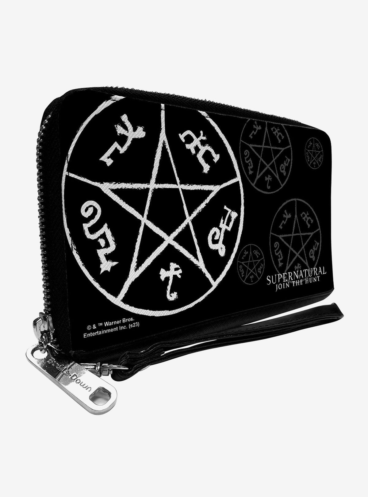 Billetera Supernatural con símbolos de trampa para demonios