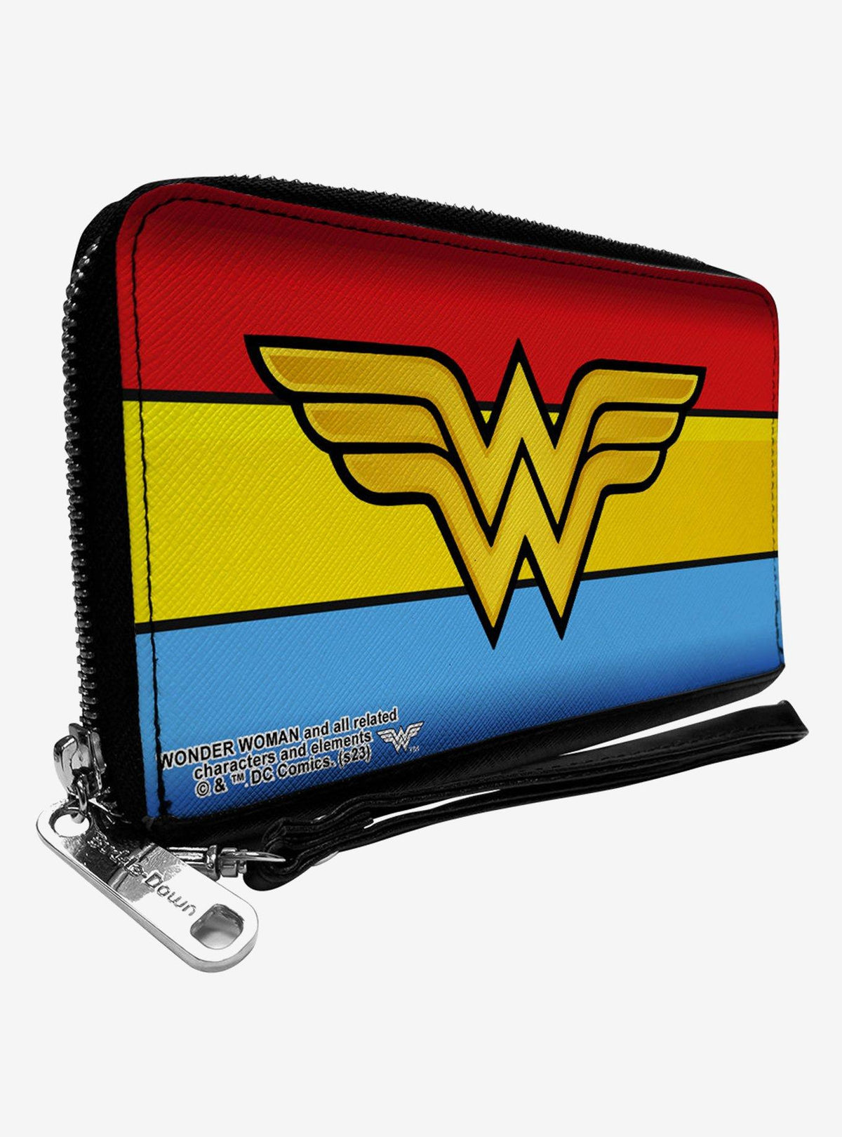 Billetera con cierre envolvente y logo de Wonder Woman