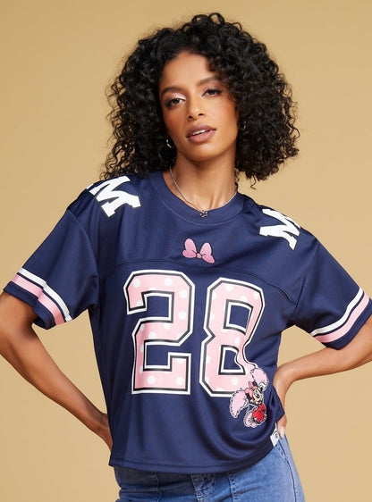 Polera de fútbol corta de Minnie Mouse para mujer