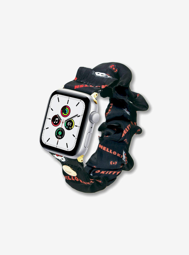 Correa scrunchie negra para Apple Watch Hello Kitty