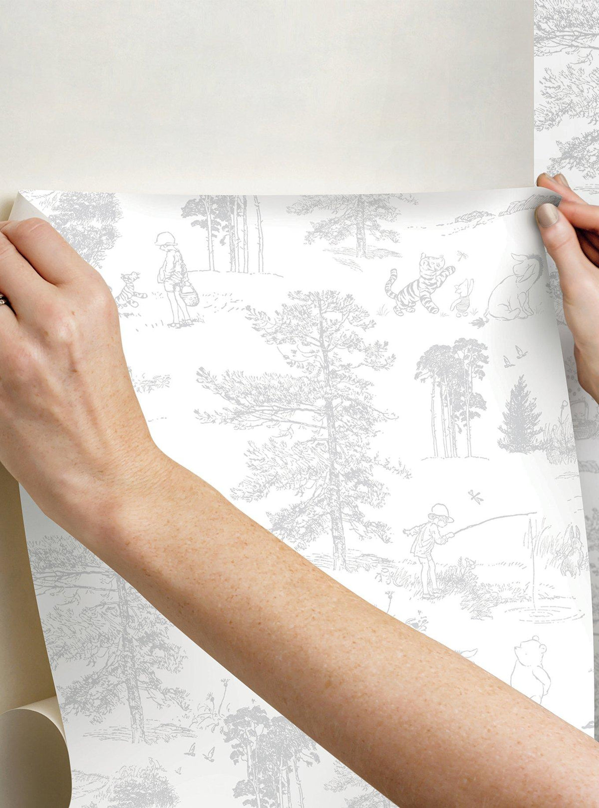 Papel mural adhesivo Disney Winnie the Pooh gris