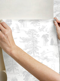 Papel mural adhesivo Disney Winnie the Pooh gris