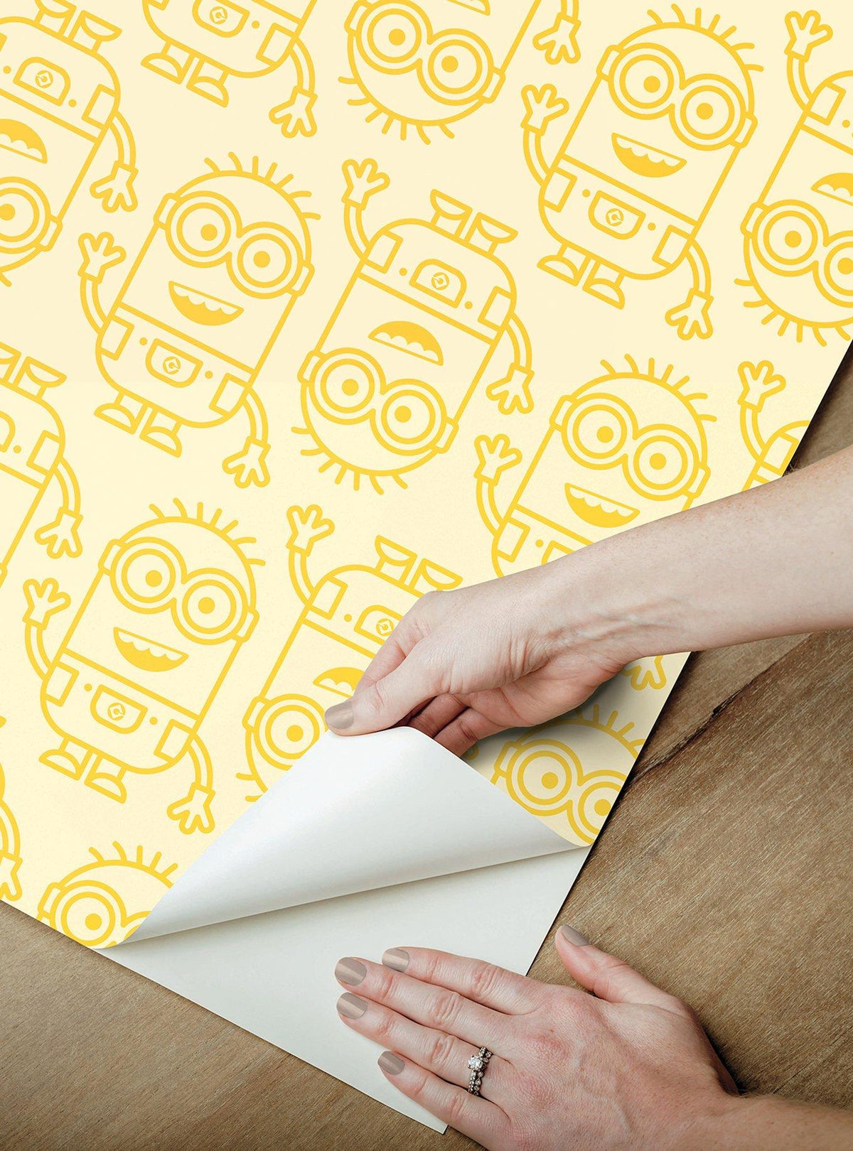 Papel mural adhesivo Minions de líneas amarillas