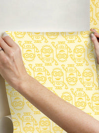 Papel mural adhesivo Minions de líneas amarillas