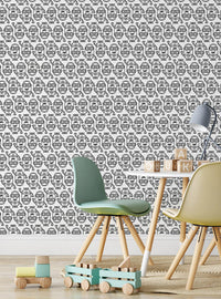 Papel mural autoadhesivo Minions, diseño lineal negro