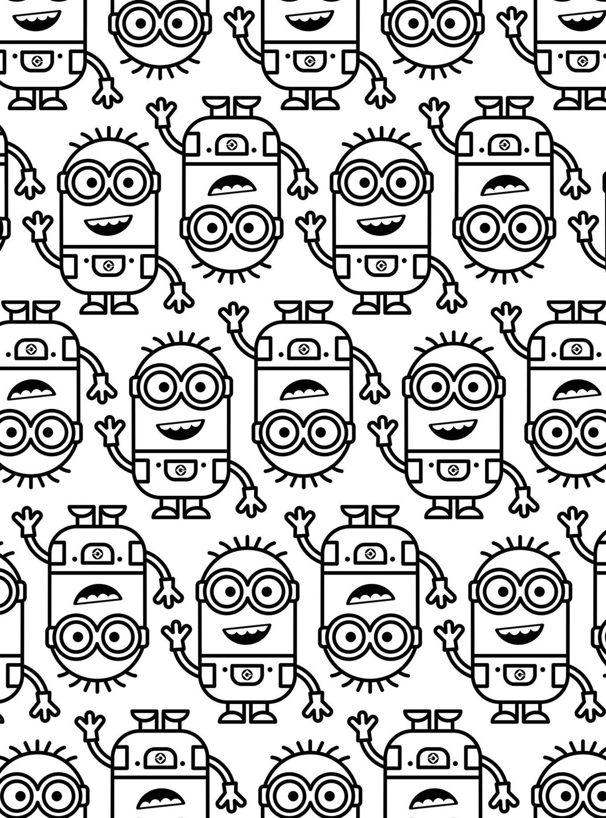Papel mural autoadhesivo Minions, diseño lineal negro