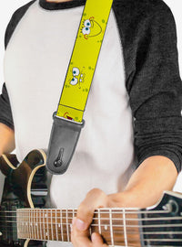 Correa de guitarra amarilla con expresiones de Bob Esponja