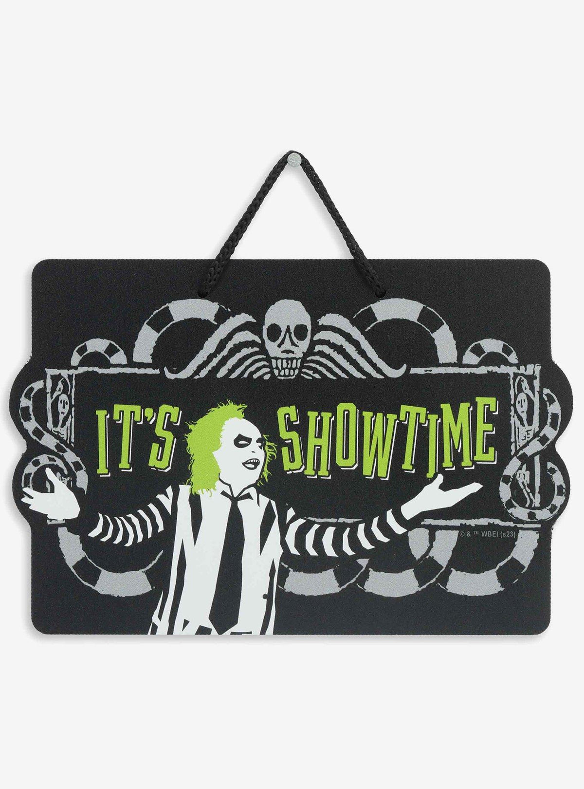 Letrero metálico colgante Beetlejuice: ¡Que comience el show!