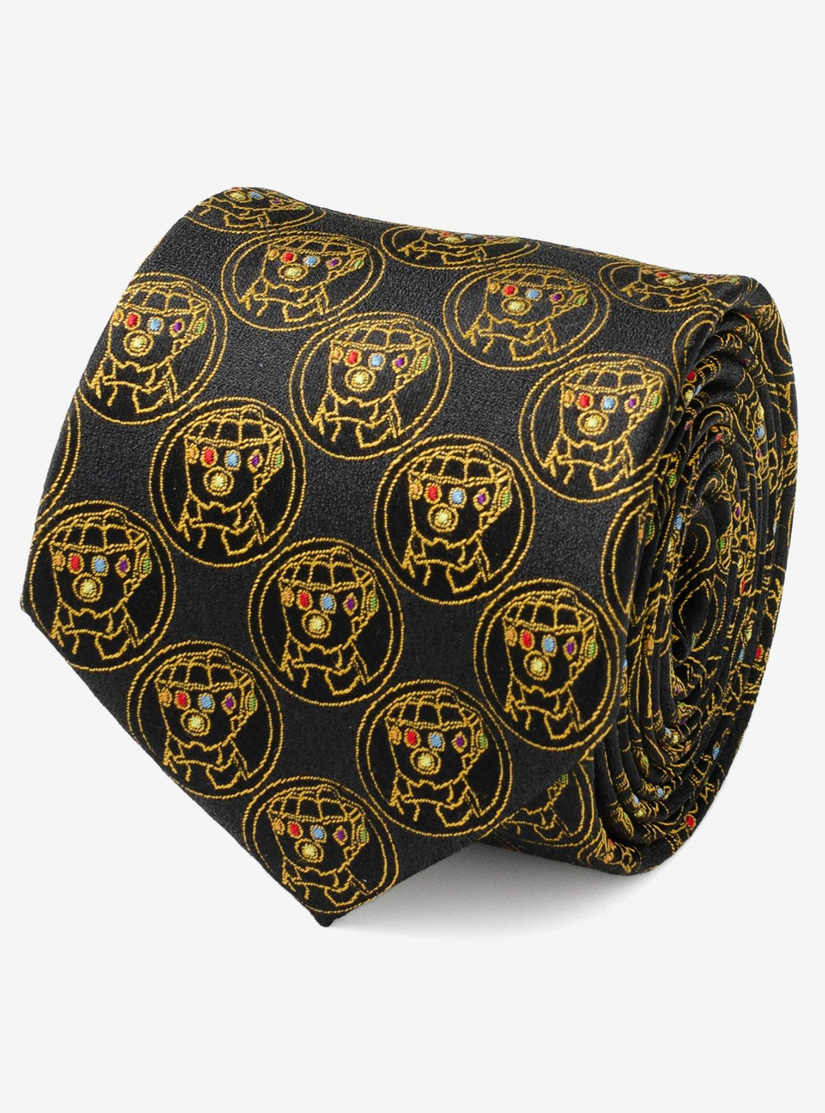 Corbata negra de Thanos con Guantelete del Infinito