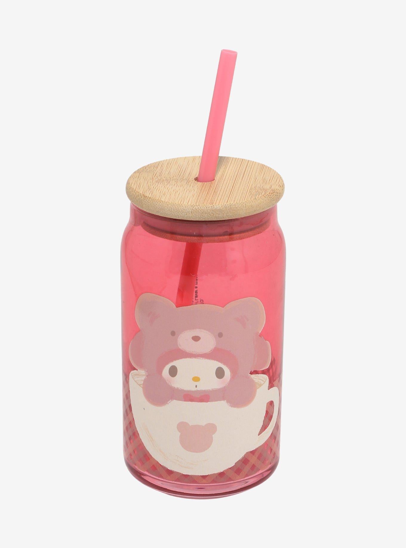 Vaso de vidrio My Melody Latte Bear con bombilla