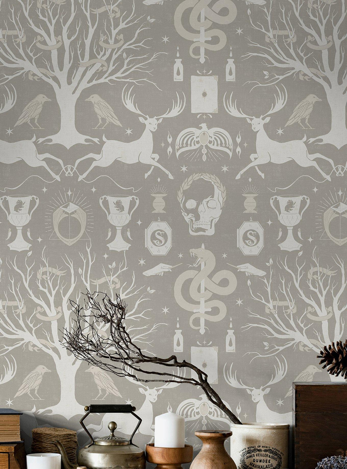 Papel mural adhesivo Harry Potter Horrocruxes gris
